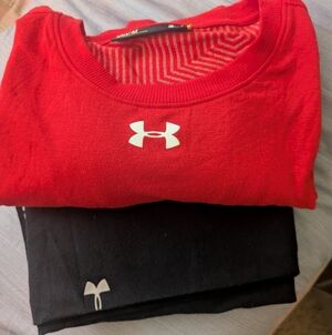 Women's Under Armour Red Cold Gear Sweatshirt and Black Stretch  Pants